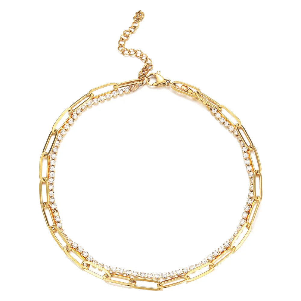 2Mm Iced Out Tennis Bracelets Female Gold Silver Color Stainless Steel Cubic Zirconia Chain for Women Wedding Jewelry Gift